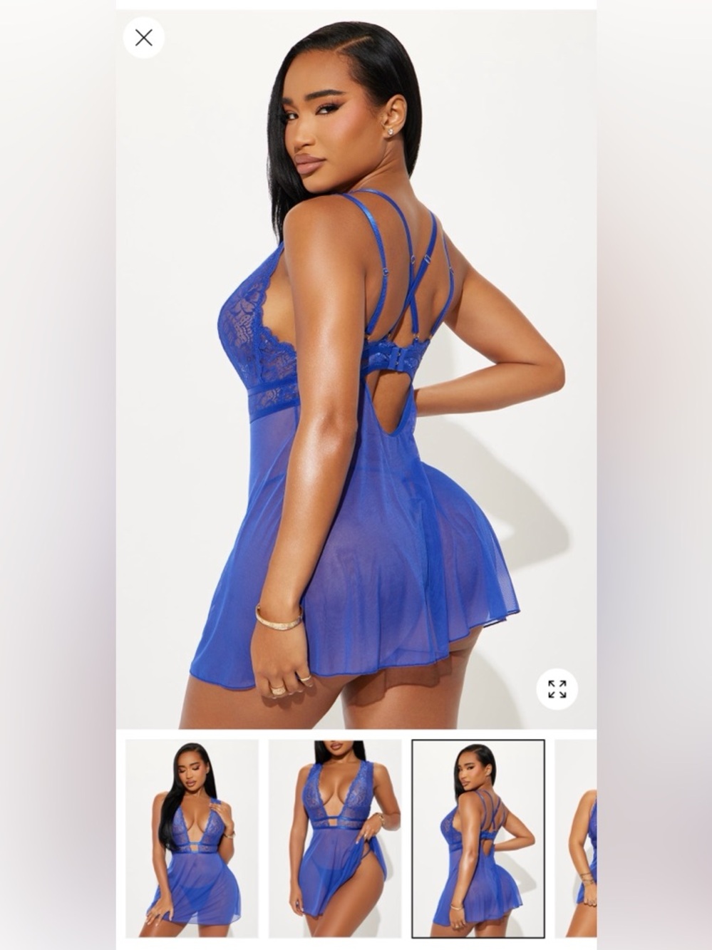 Fashion Nova Elegant Blue Lace Lingerie Set